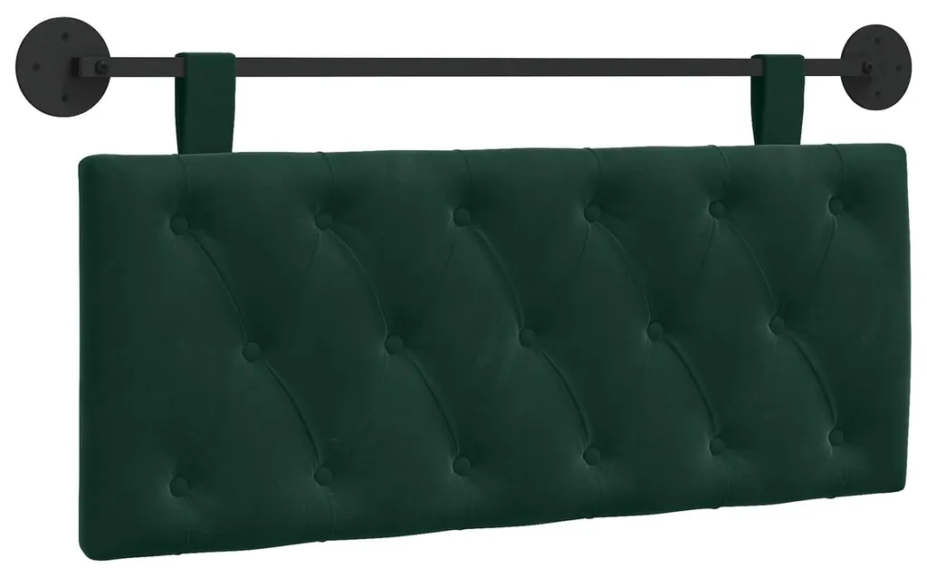 Tête de lit suspendue vidaXL en velours vert foncé avec éclairage LED