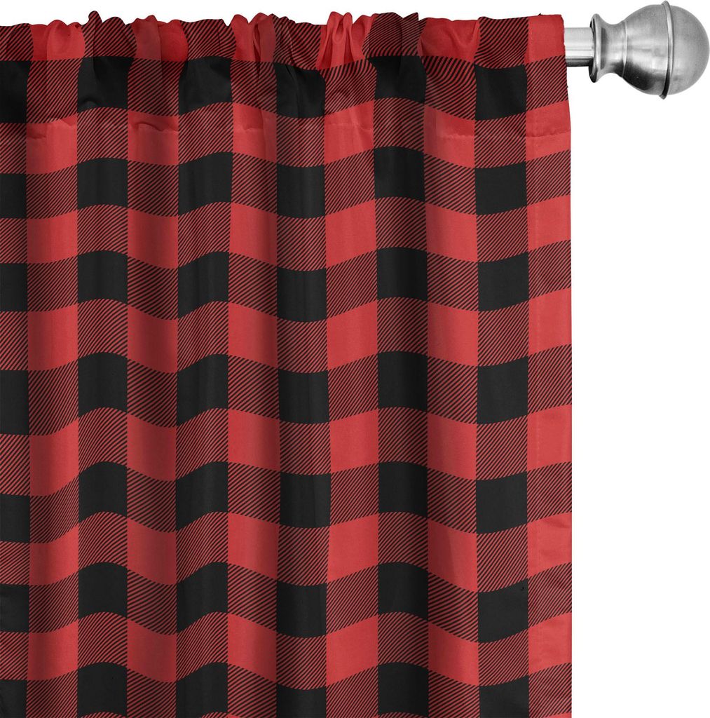 ABAKUHAUS Plaid Vorhänge, Gardinen, Holzfäller-Mode Buffalo Style Checks Muster Retro-Stil mit Raster-Zusammensetzung, 2 Stück 75 x 245 cm, Oran...