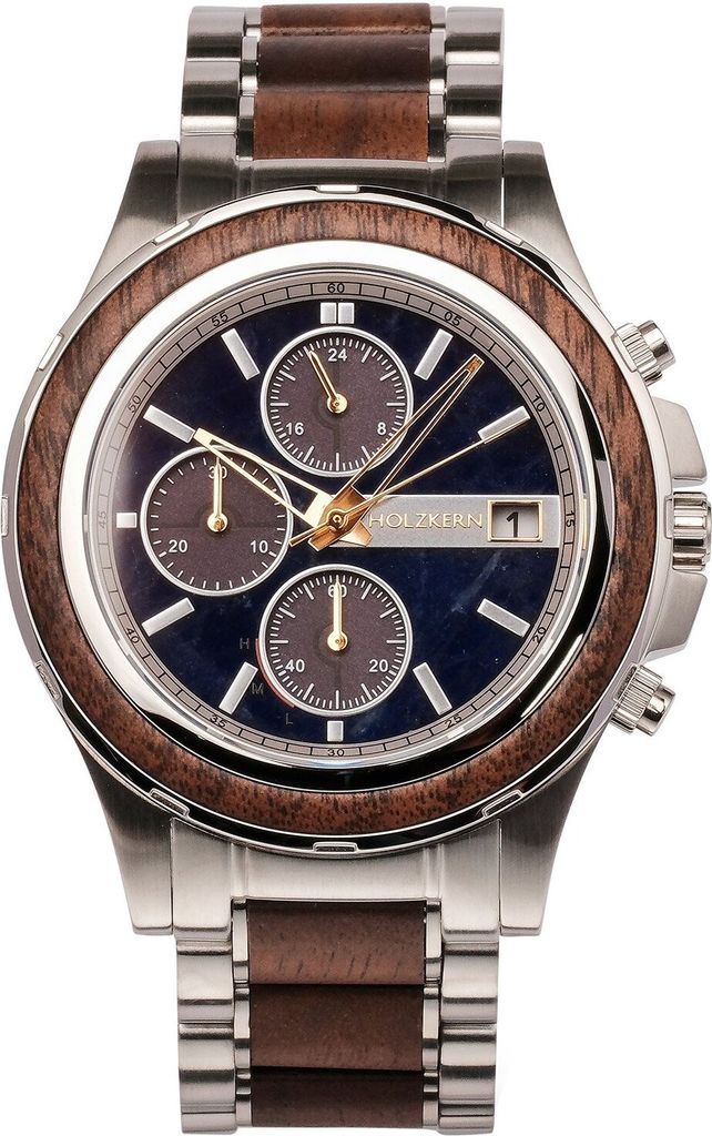 Holzkern Herren-Chronograph Solar Koh Mak Walnuss/Marmor
