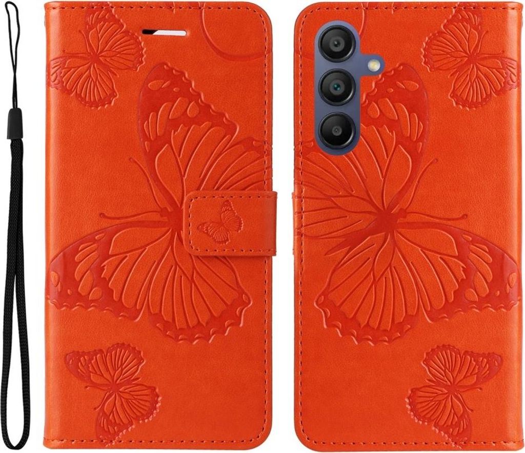 Samsung Galaxy A17 / A26 / A16 Hülle - Coverup Schmetterlinge Klapphülle - Orange