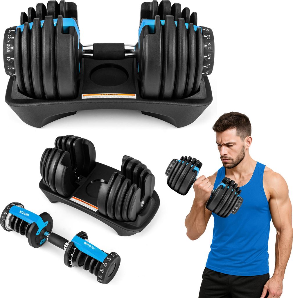Gymtek Verstellbare Hantel, Kurzhantel - von 2.5 bis 24 kg - Hanteln, Kurzhanteln für Home Gym, Krafttraining, Fitnessstudio, Workout