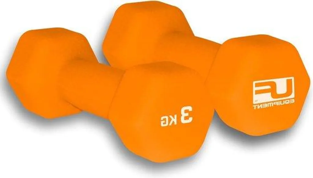 Haltères Hexagonaux en Néoprène 3 kg Orange - Set de 2 musculation