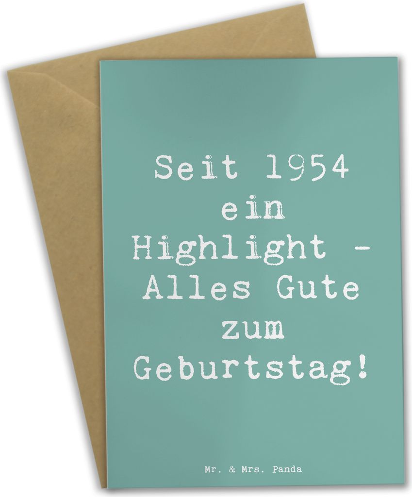 Mr. & Mrs. Panda Grußkarte Spruch 1954 Geburtstag - Meeresbrise - Geschenk, Happy Birthday, Alter, Erinnerungen, liebevoll handgefertigt, osterkar...