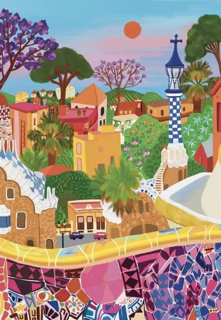 Pieces & Peace Puzzle Park Güell 1000 Teile buntes Spielzeug