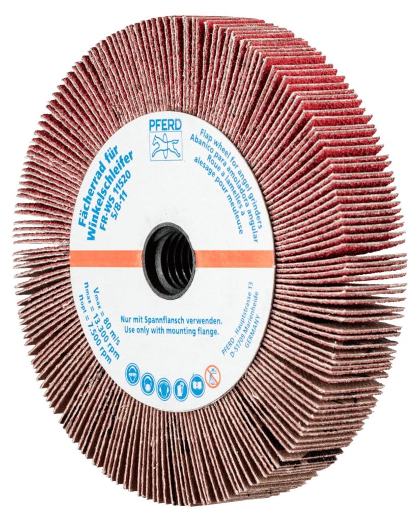 PFERD TOOLS Lamellenschleifrad für Winkelschleifer FR WS Ø 115x20mm 5/8-11 CO-COOL80 für Edelstahl 2 Stk