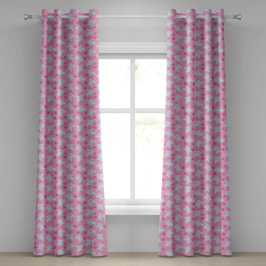 ABAKUHAUS Tenda Elefante per Bambini 2 Pannelli 280x175 cm Rosa