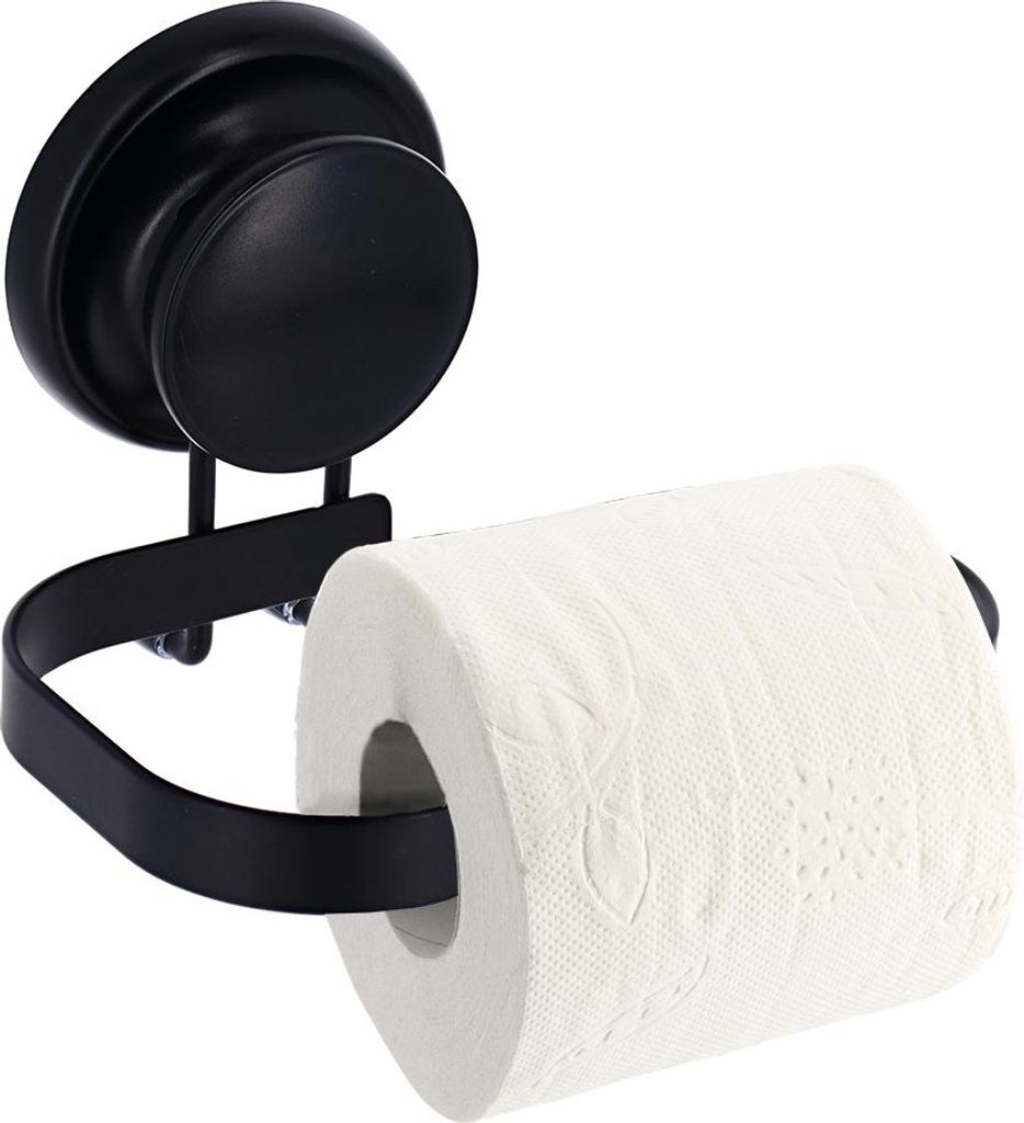 TENDANCE | Toilettenpapierhalter - Klopapierhalter - 15 x 10 x 12 cm - Schwarz - WC-Papierhalter - mit einfacher Wandmontage