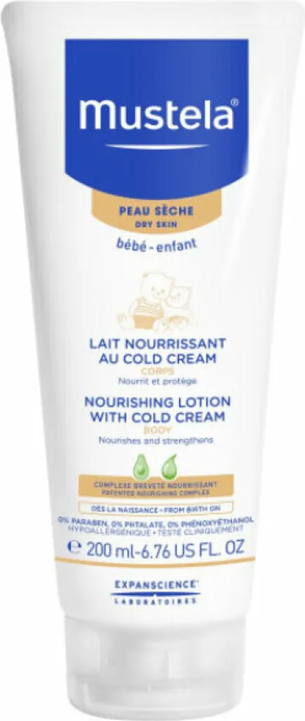 Lait Corps Bébé Nourrissant au Cold Cream 200ml Mustela Peaux Sèches