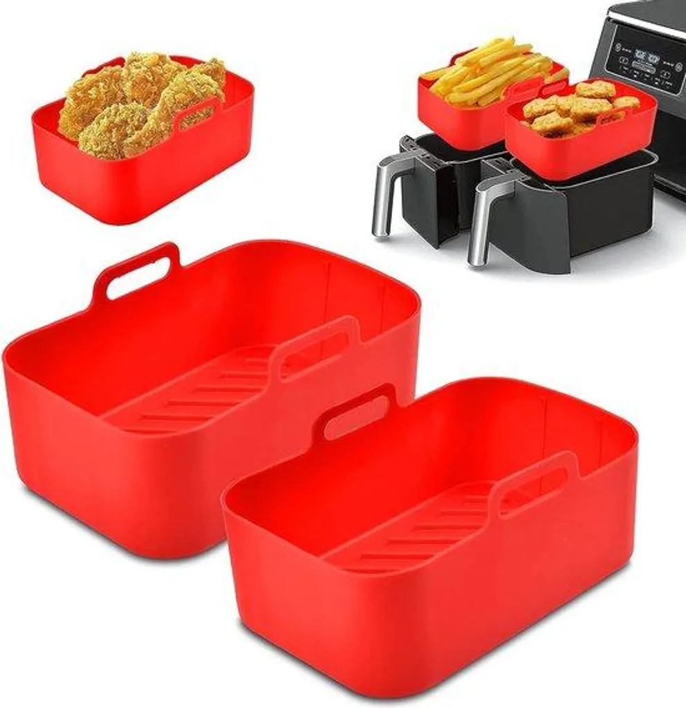 Plat en silicone pour Airfryer double panier lot de 2 bacs réutilisables