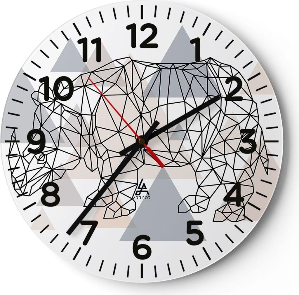 Wanduhr - Rund - Glasuhr - Tier Abstraktion - 30x30cm - Schleichendes Uhrwerk - Lautlos - zum Aufhängen bereit - Dekoration Modern - Wanddekoratio...