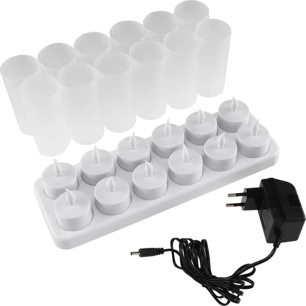 Set de 12 Photophores LED Rechargeables sur Station, Idéal Déco - 6