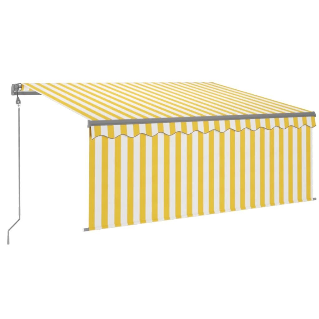 vidaXL Markise Automatisch mit Rollo LED Windsensor 3x2,5m Gelb Weiß