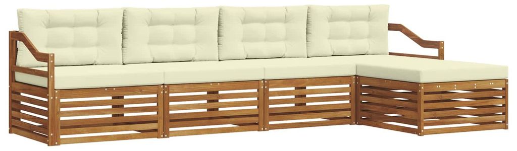 vidaXL Outdoor-Sofagarnitur mit Kissen 5 pcs Natur und Creme