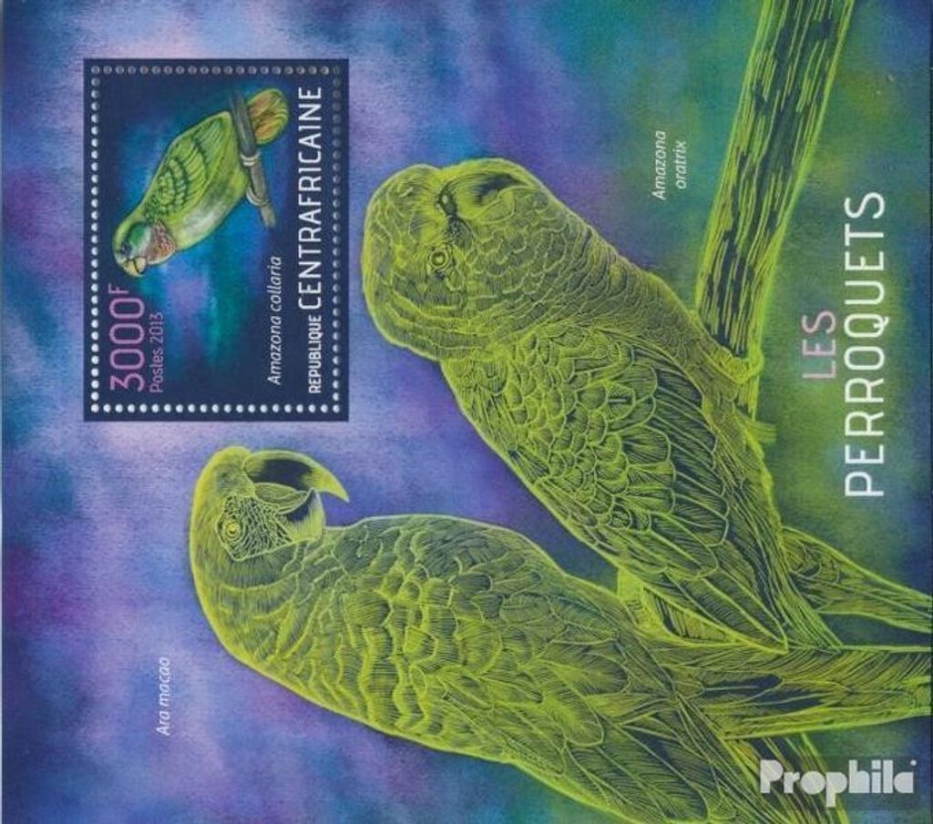 Briefmarken Zentralafrikanische Republik 2013 Mi Block 1101 (kompl. Ausgabe) postfrisch Papageien