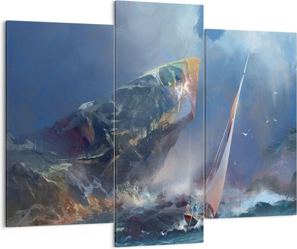 Bild auf Leinwand - Leinwandbild - Meer Segelboot - 130x100cm - Wand Bild - Wanddeko - Wandbilder - Leinwanddruck - Bilder - Kunstdruck - Wanddekor...