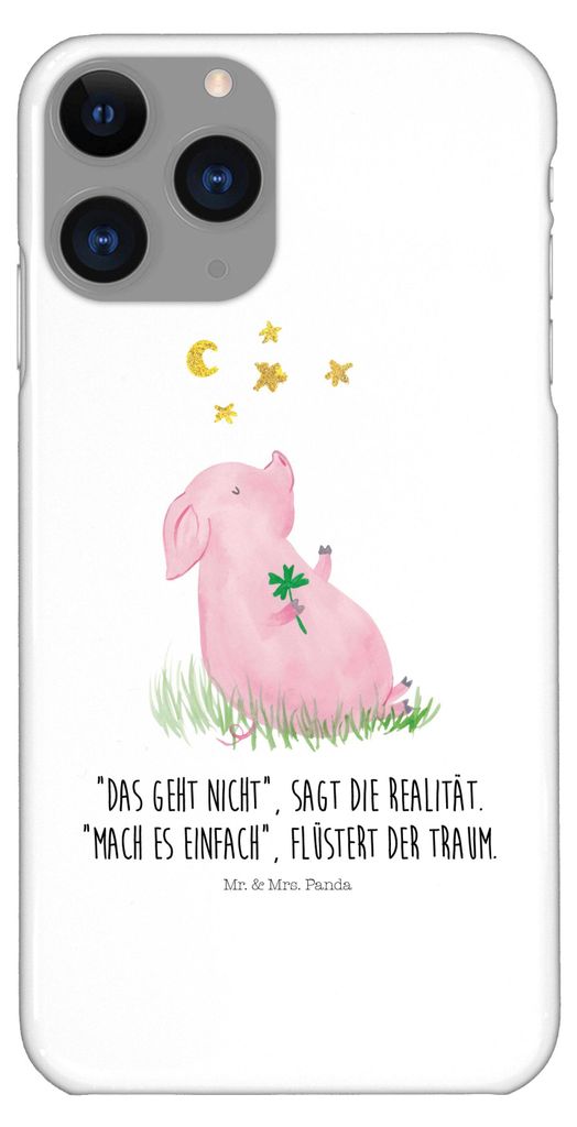 Mr. & Mrs. Panda Iphone 11 Pro Handyhülle Schwein Glück - Weiß - Geschenk, Lustige Sprüche, Glücksbringer, Motivation, Träume, Ziele, Sterne,...