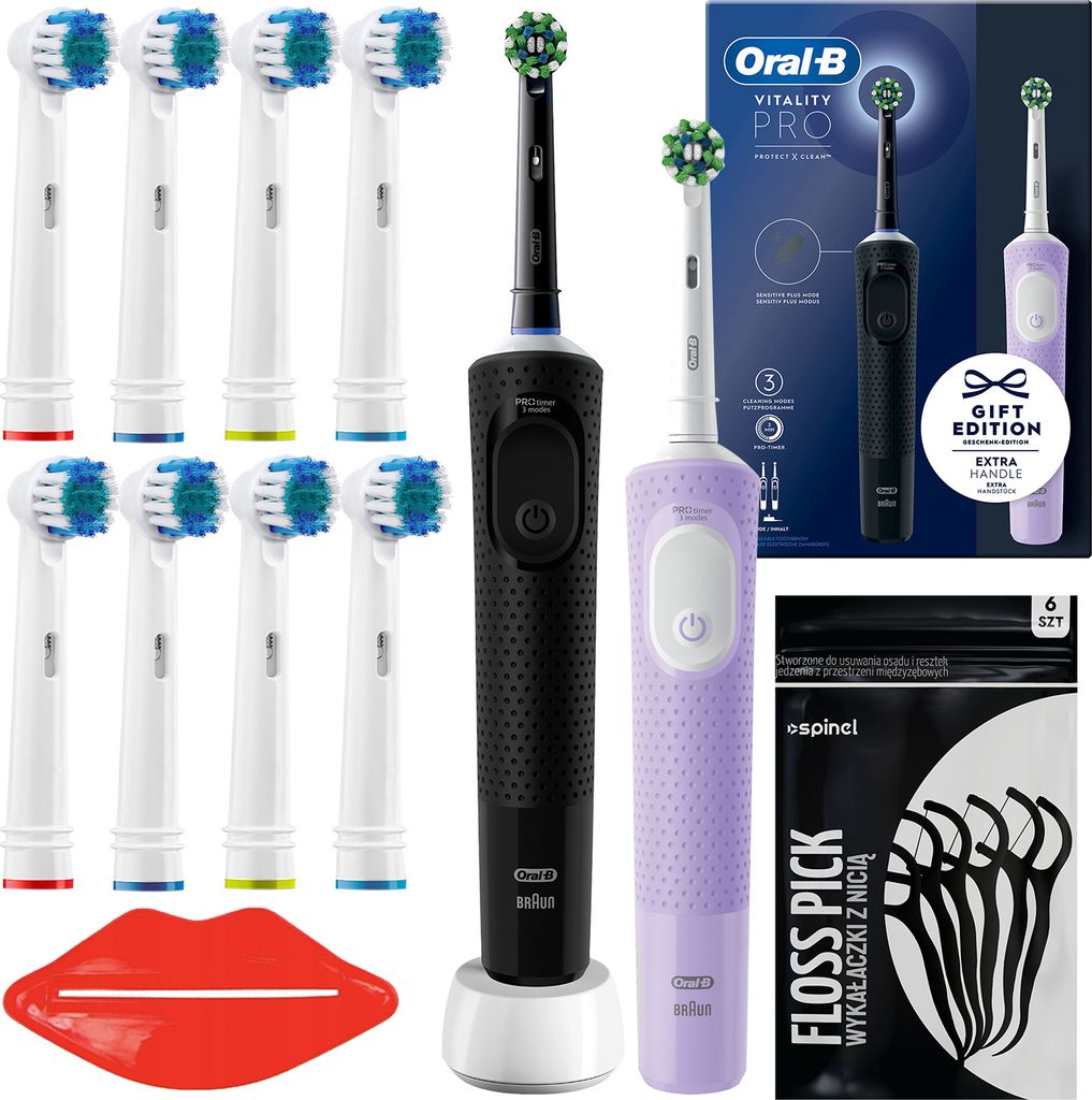 Oral-B Vitality PRO D103 Duo Set Schwarz Weiß 8 Aufsätze Timer Zubehör