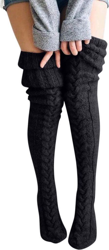 Overknees Strickstrümpfe Damensocken Dicke Warme Produktbild 