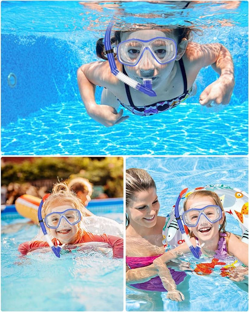 Tauchmaske für Kinder - Wasserdichter Schnorchel mit Trockenventil und Antibeschlag-Tauchbrille - Professionelles Tauchset für Jungen und Mädchen