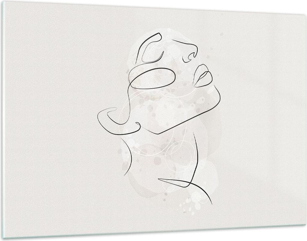 Bilder auf glas - Einteilig - Gesicht Linie Skizze - 120x80cm - Glasbilder - Wandbilder - Bilder - zum Aufhängen bereit - Wanddekoration aus Glas ...