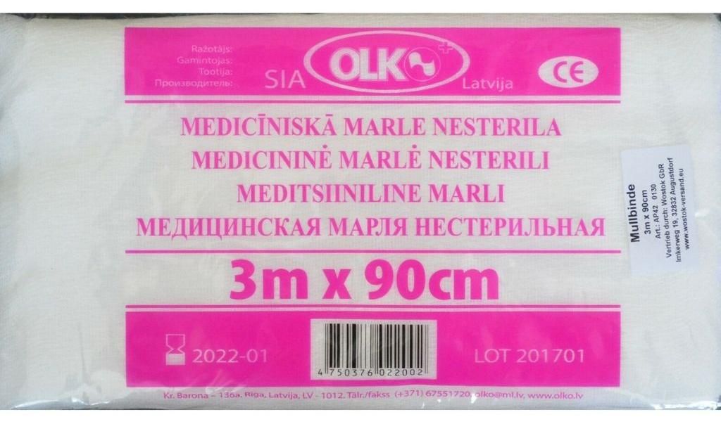 Mullbinden Marlja  90X3 m  Müllgewebe Produktbild 