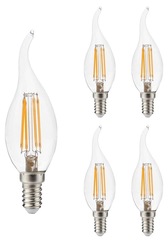 Kobi E14 LED-Lampe Röhre 4W 470lm 3000K warmweiß 5 Stück Produktbild 