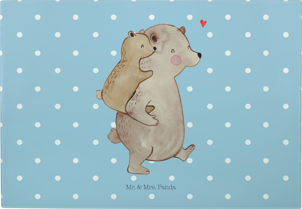 Mr. & Mrs. Panda Frühstücksbrett Papa Bär - Blau Pastell - Geschenk, Vorbild, Hackbrett, Muttertag, Schneidplatte, jausenbrett, Vatertag, Geburt...
