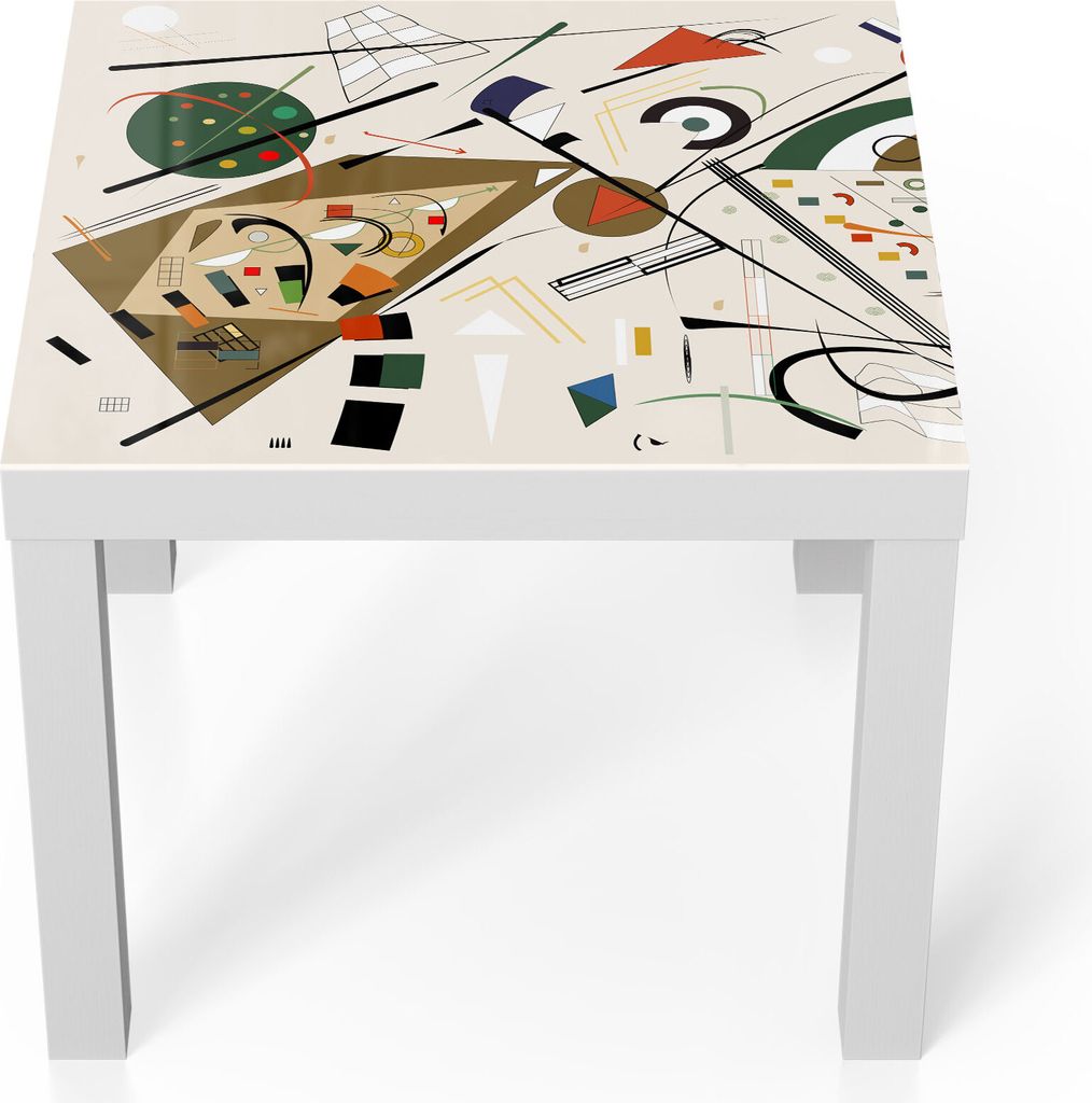 DEQORI Couchtisch 55x55 cm Weiß 'Expressionistische Formen' Glas Beistelltisch