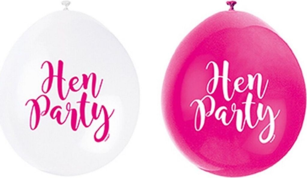 Unique Party - Ballons, Latex, Junggesellinnenabschied 10er-Pack SG23900 (Einheitsgröße) (Pink/Weiß)