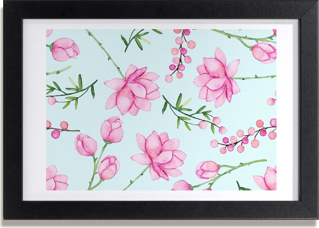 Bild 30x20 MDF-Rahmen, Wandkunst Blumen und Beeren