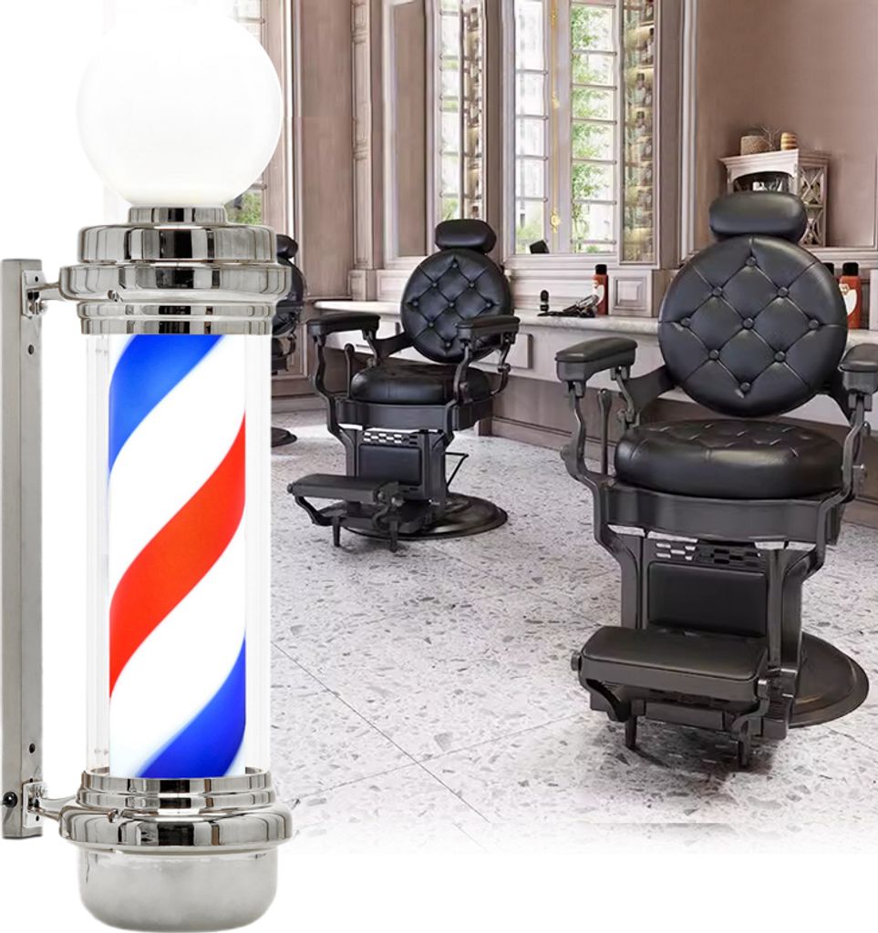 Barbier Post Plafond Zeichen Lampe Silber 88cm