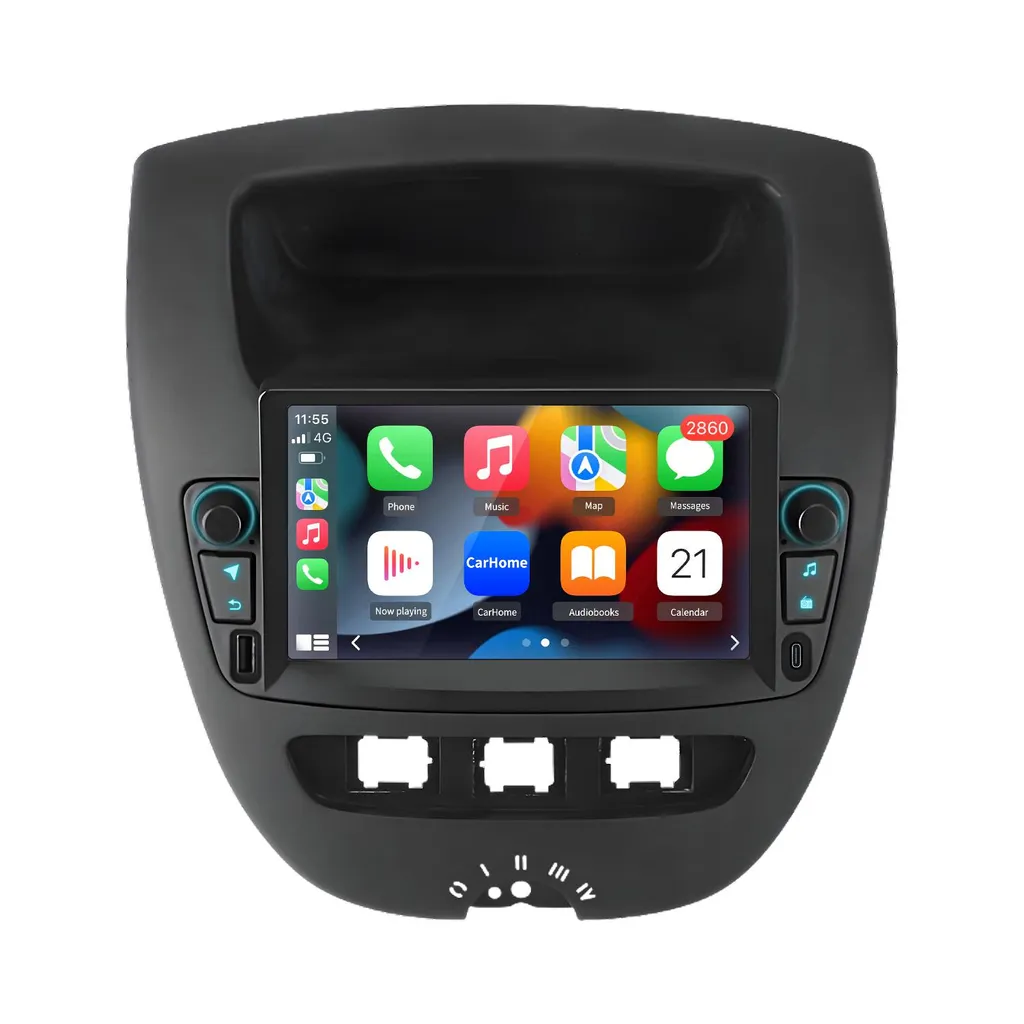 Autoradio 2+64G CarPlay Android13 Adatta per Peugeot 107 Citroen C1 Toyota Aygo 2005-2014 BT WIFI DAB+ SWC GPS a 4 nuclei Navi
