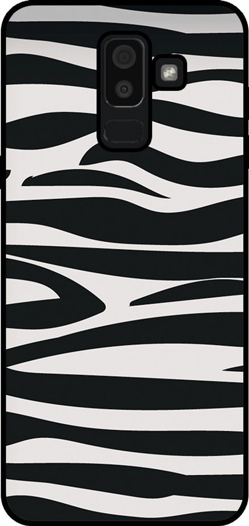 Smartphonica Handytasche Geeignet für Samsung Galaxy J8 2018 mit Zebradruck - TPU Rückseite Abdeckung Fall Zebra Design - Schwarz Weiß