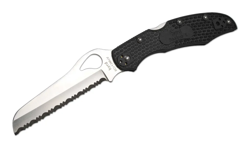 Couteau pour secourisme Byrd Cara Cara 2 Rescue Noir SpyderEdge en FRN