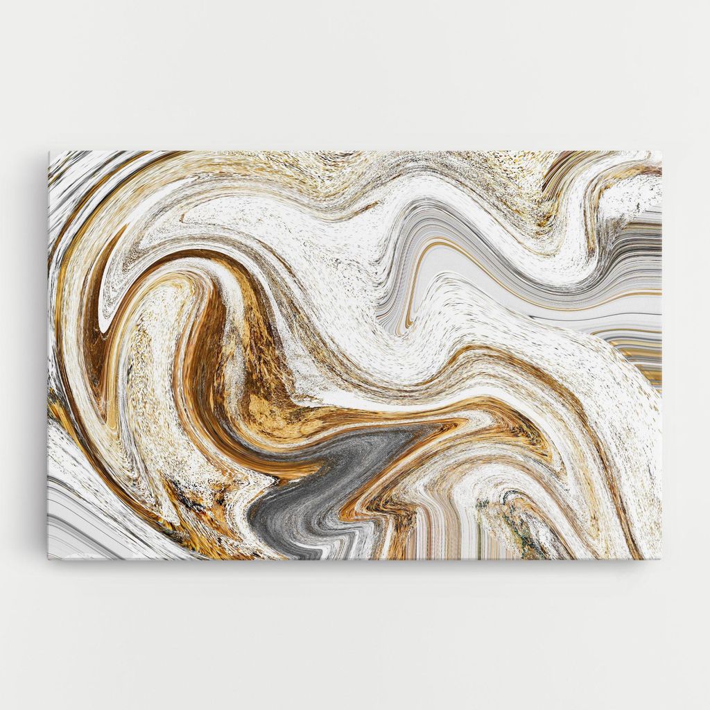 ARTHUB Leinwandbild 70x100 cm, Gold White Liquid | Wohnzimmerdekoration, Hängende Bilder, Wanddekoration, Heimdekoration, Abstrakte, Marmor