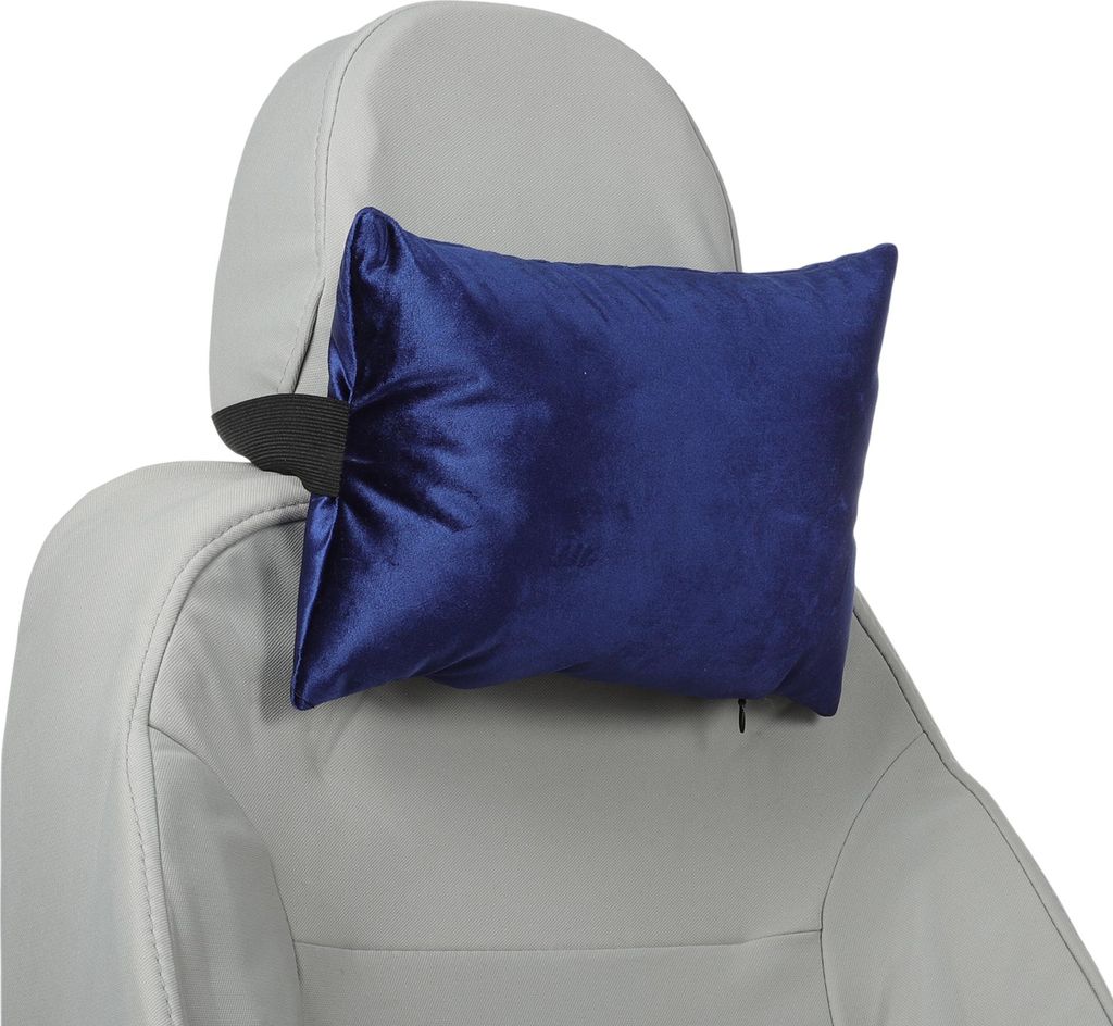 Auto Kopfstütze Kissen Ergonomisches Komfortables Nackenstütze Kissen Italienischer Samt/Gedächtnisschaum Einstellbare Breite Blau 1Stk für Fah...