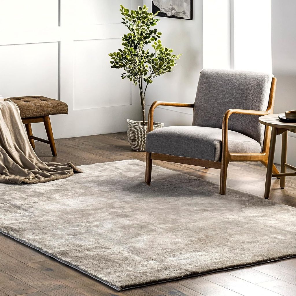 Flycarpets Teppich Solid Hochflor Langflor Weich Flauschig Uni Modern Wohnzimmer Teppich Beige – Größe 240x340 cm