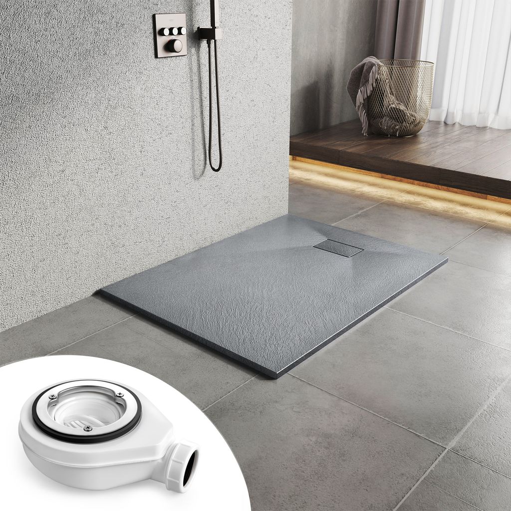 heilmetz SMC Duschwanne, Grau, 90x120cm, rutschfest, Produktbild 