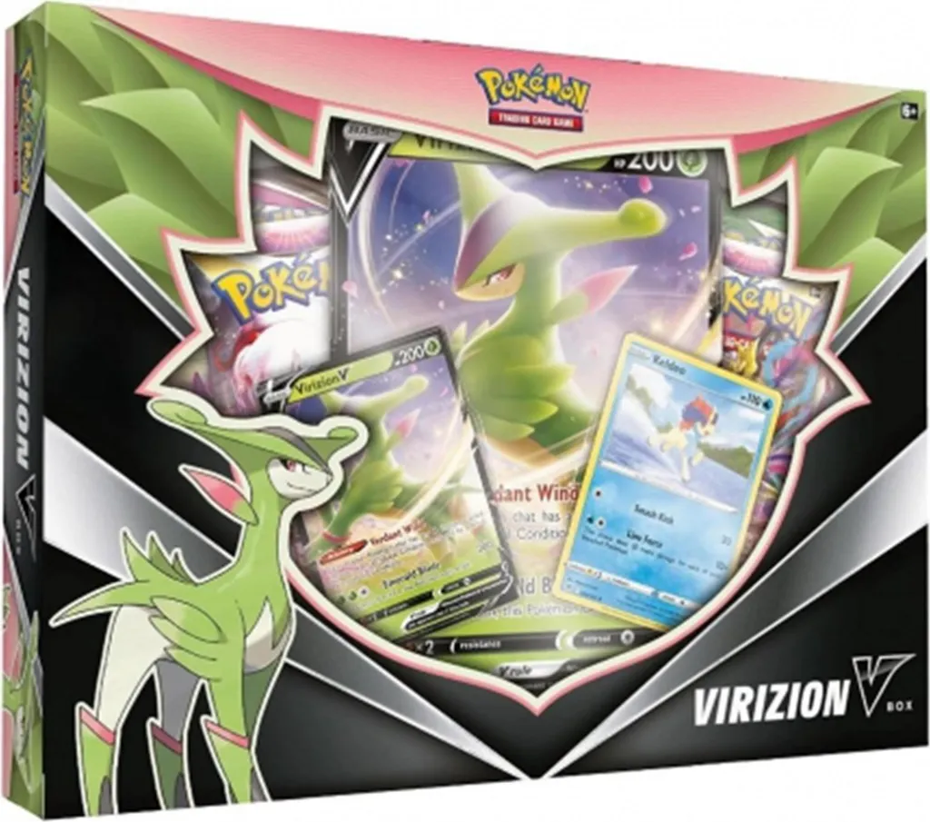 Virizion V Box Pokémon avec Carte Jumbo et 4 Boosters de Cartes à Jouer