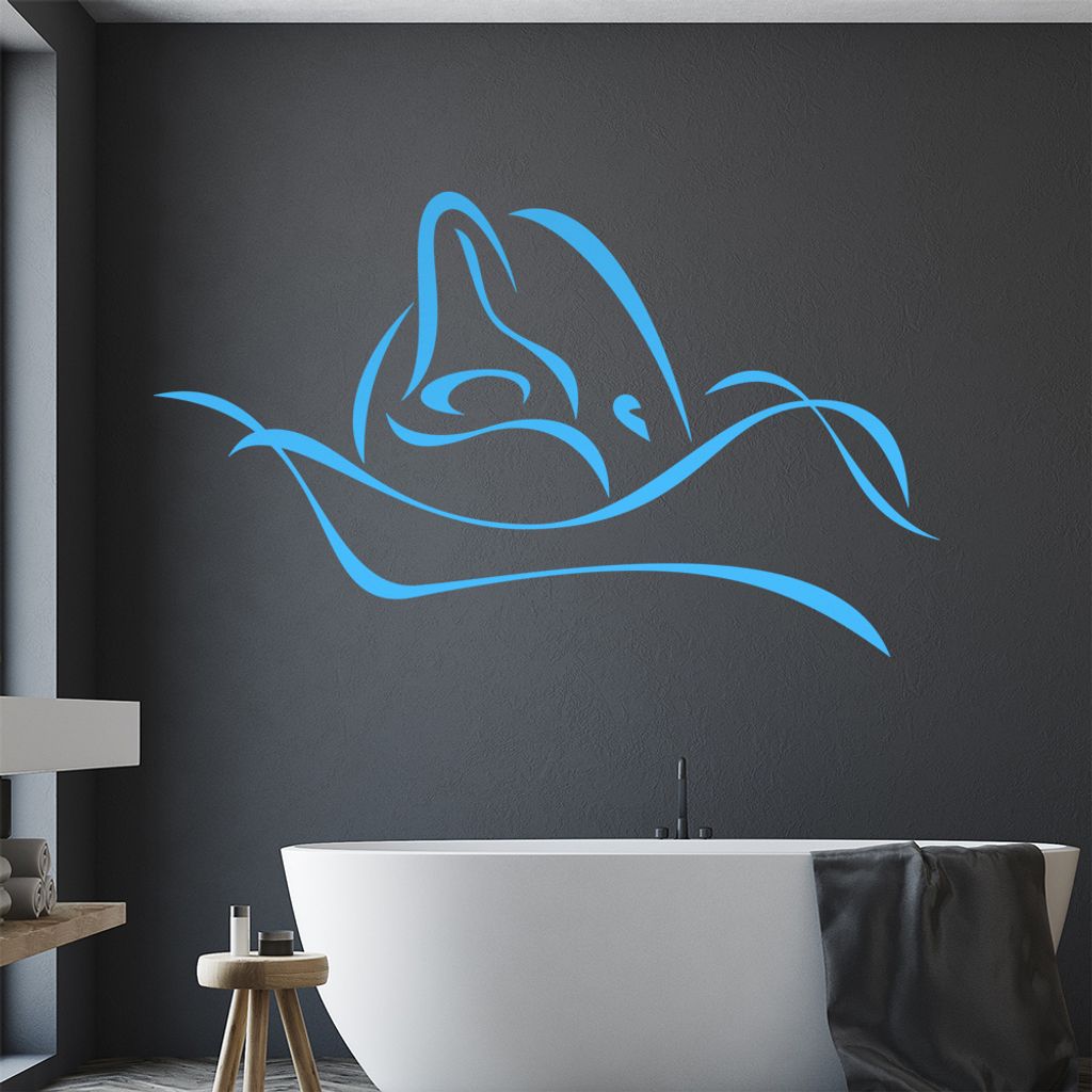 Delfin Linien - Delfine Wandtattoo in 6 Größen - Wandaufkleber Wall Sticker - Dekoration, Küche, Wohnzimmer, Schlafzimmer, Badezimmer