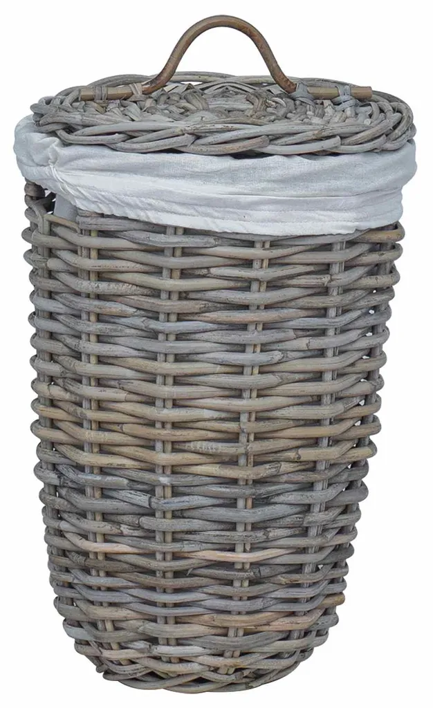 Panier à Linge en Rotin Gris Kubu vidaXL Tressé à la Main - Set de 2 Unités