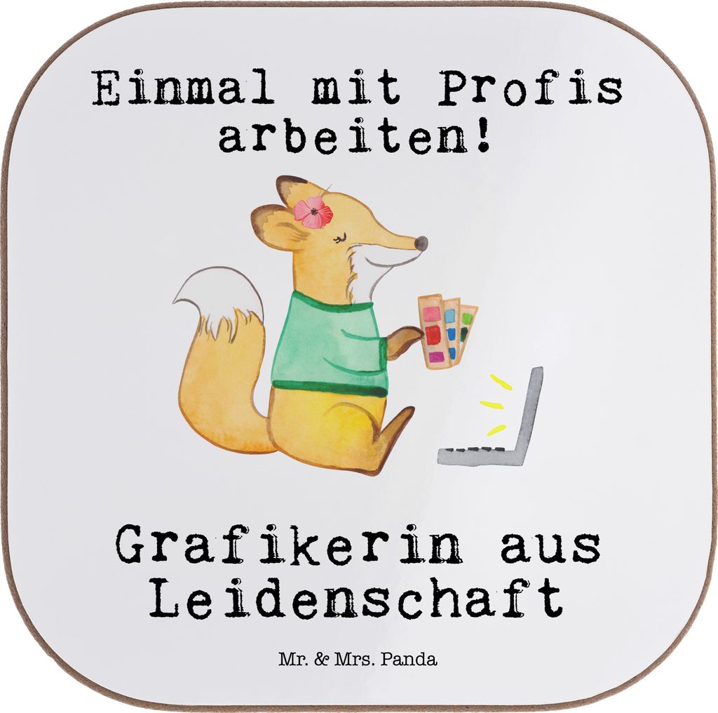 Mr. & Mrs. Panda Tassen Untersetzer Grafikerin Leidenschaft - Weiß - Geschenk, Designer, Mediengestalter, Witzig, Gläser, gläseruntersetzer, Tis...