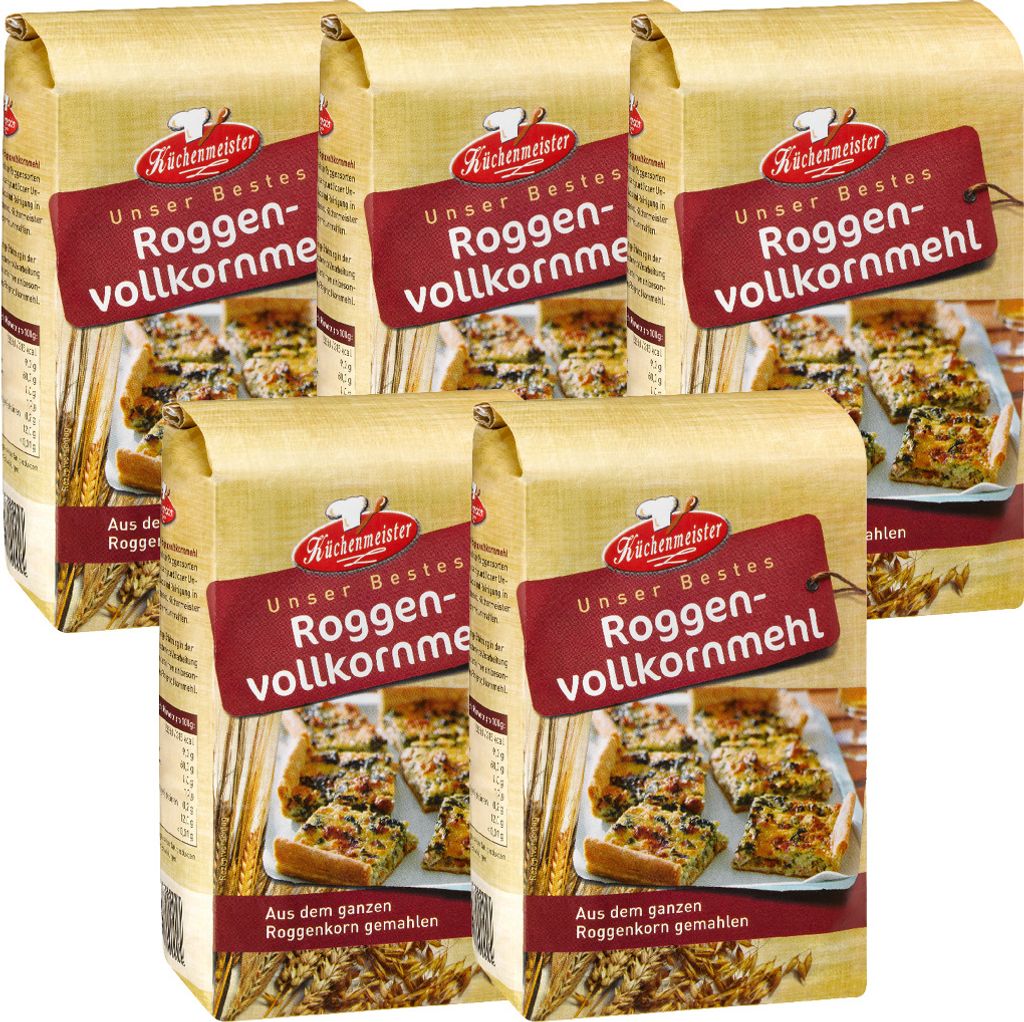 BIELMEIER Mehl Roggenvollkornmehl 5 Stück á 1kg Küchenmeister