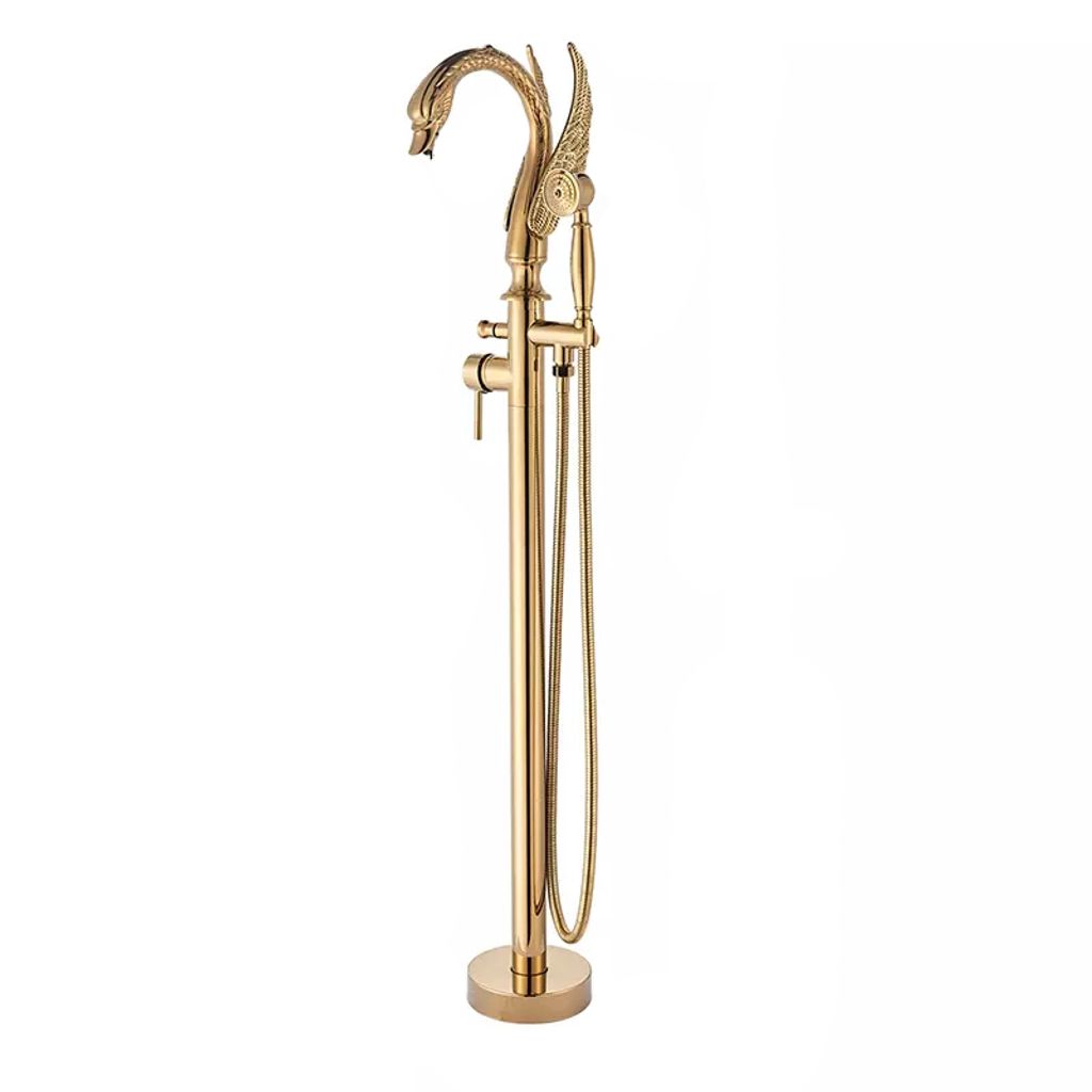 Freistehende Badewannenarmatur LAUFERI EMONEA goldener Schwan