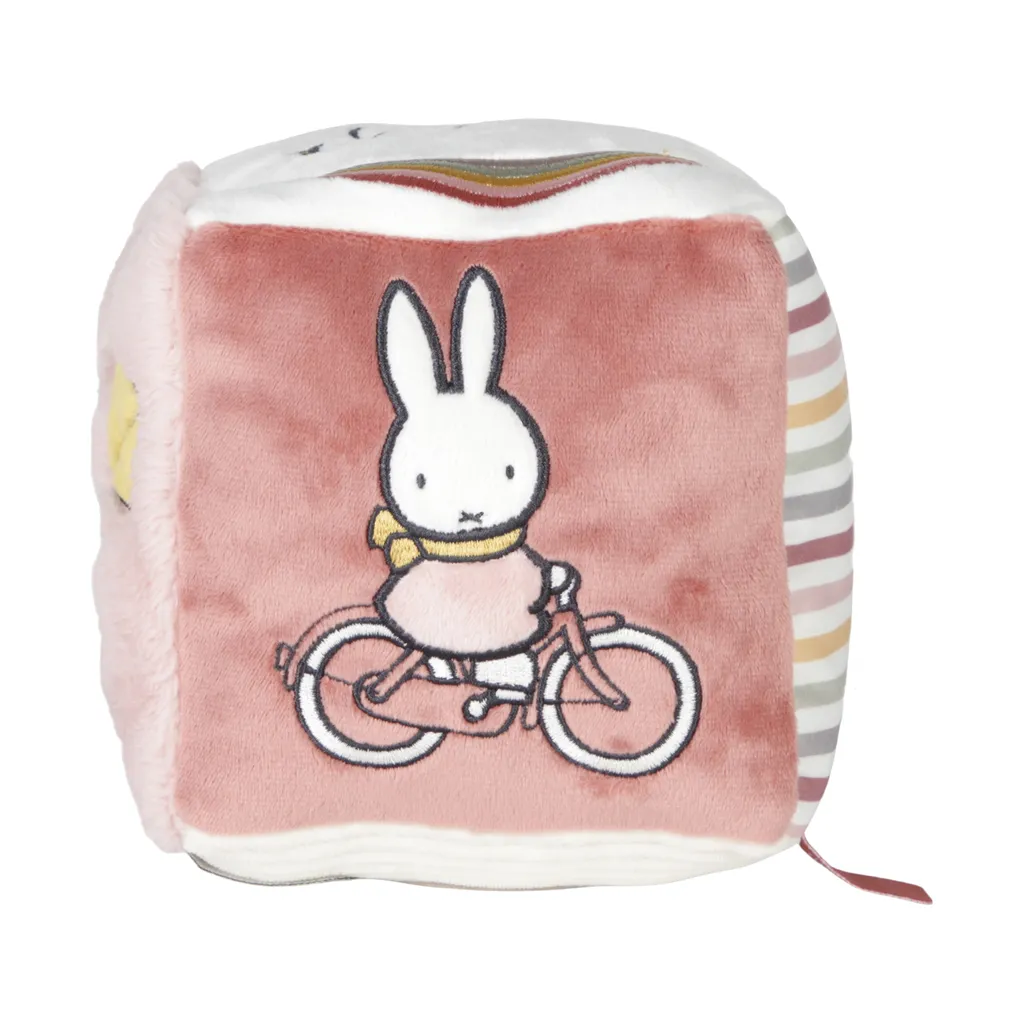 Cube Actif Miffy Soft Fluffy Rose - Textile Sensoriel et Ludique 15cm - 10