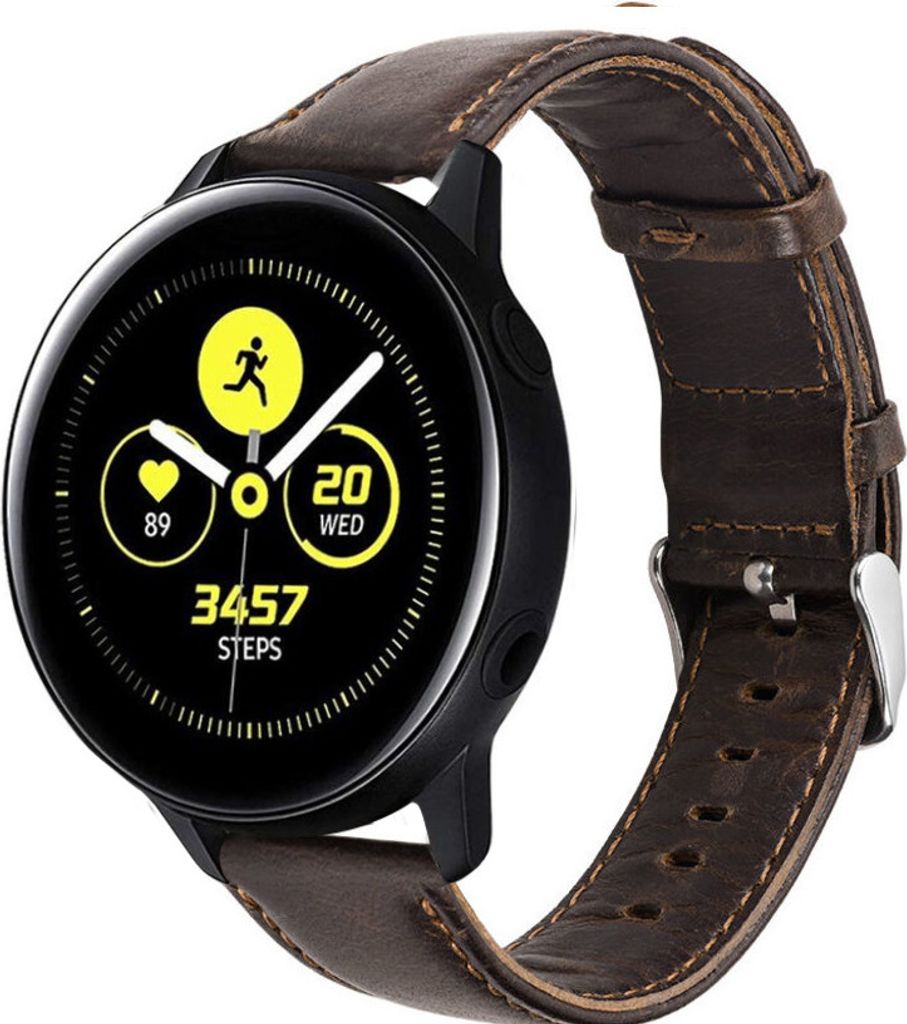 Strap-it Samsung Galaxy Watch Active / Active 2 Armband Leder (Dunkelbraun)