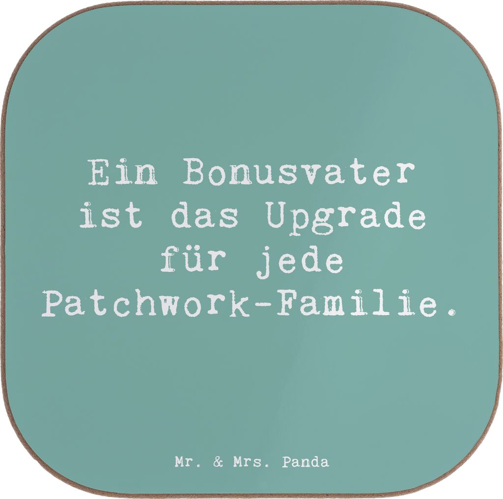 Mr. & Mrs. Panda Untersetzer für Gläser Spruch Bonusvater Upgrade - Meeresbrise - Geschenk, Tassenuntersetzer, Elternteil, gläseruntersetzer, Pa...