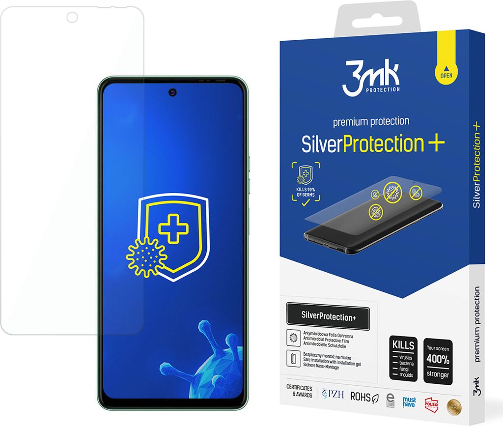 3mk Display Antimikrobielle Schutzfolie SilverProtection+ für Tecno Pova 6 Neo 0,21mm Self-Heal