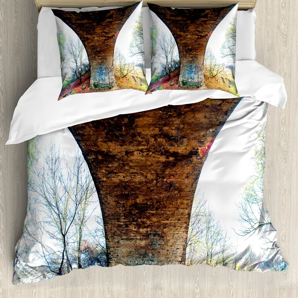 Set Letto Matrimoniale ABAKUHAUS Rustico Antiacaro Marrone e Verde