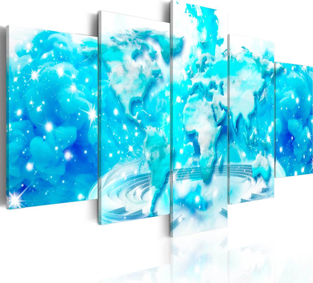 Leinwandbilder 200x100 cm k-A-0036-b-n Vlies Leinwandbild 5 tlg Kunstdruck modern Wandbilder XXL Wanddekoration Design Wand Bild ABSTRAKT WELTKARTE...